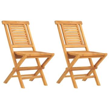 Folding Garden Chairs - 2 Pcs Solid Teak Wood | HipoMarket