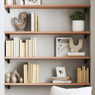 Light Brown Wall Shelf - 100x30 cm Solid Oak Wood Storage