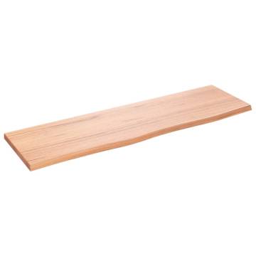 Light Brown Wall Shelf - 100x30 cm Solid Oak Wood Storage