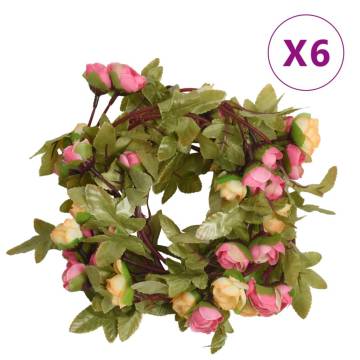 Romantic 6 pcs Pink Artificial Flower Garlands - 215 cm