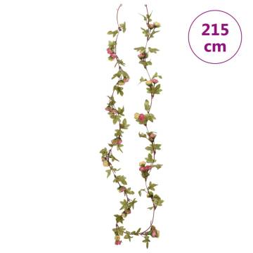 Romantic 6 pcs Pink Artificial Flower Garlands - 215 cm