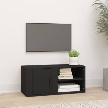 Stylish Black TV Cabinet - 80x31.5x36 cm - Engineered Wood