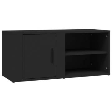 Stylish Black TV Cabinet - 80x31.5x36 cm - Engineered Wood