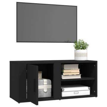 Stylish Black TV Cabinet - 80x31.5x36 cm - Engineered Wood