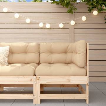 Corner Sofa with Cushions - Solid Pine Wood for Outdoors