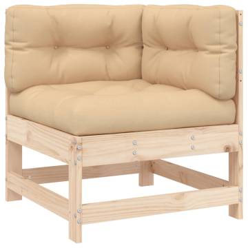 Corner Sofa with Cushions - Solid Pine Wood for Outdoors