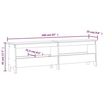 Solid Wood Pine Hall Bench - 160x28x45 cm | HipoMarket