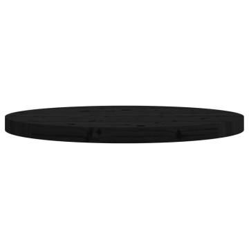 Round Black Table Top Ø60x3 cm - Solid Pine Wood | HipoMarket