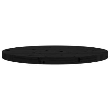 Round Black Table Top Ø60x3 cm - Solid Pine Wood | HipoMarket