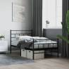 Metal Bed Frame with Headboard & Footboard - Black 80x200 cm