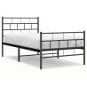 Metal Bed Frame with Headboard & Footboard - Black 80x200 cm