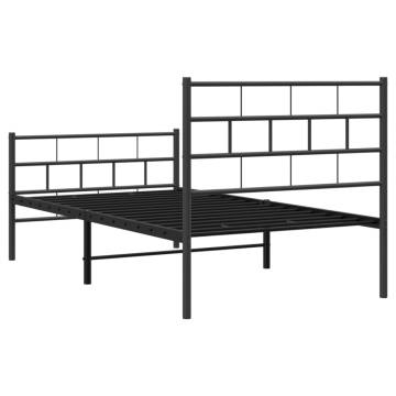 Metal Bed Frame with Headboard & Footboard - Black 80x200 cm