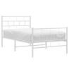 Elegant White Metal Bed Frame with Headboard 90x190 cm Single