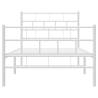 Elegant White Metal Bed Frame with Headboard 90x190 cm Single