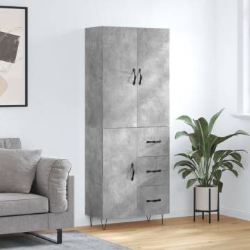 Elegant Highboard - Concrete Grey - Durable Engineered Wood