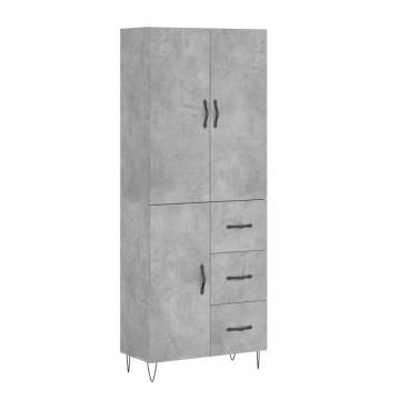 Elegant Highboard - Concrete Grey - Durable Engineered Wood