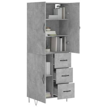 Elegant Highboard - Concrete Grey - Durable Engineered Wood