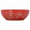 Stylish White & Red Round Countertop Basin | HipoMarket