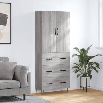 Stylish Grey Sonoma Highboard - 69.5x34x180 cm | HipoMarket