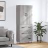 Highboard Grey Sonoma 69.5x34x180 cm Engineered Wood Colour grey sonoma Quantity in Package 1 Model 3 drawers 