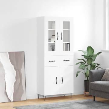 Stylish Highboard White | 69.5x34x180 cm Engineered Wood