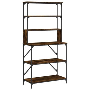 6-Tier Baker's Rack in Smoked Oak - Stylish Storage Solution