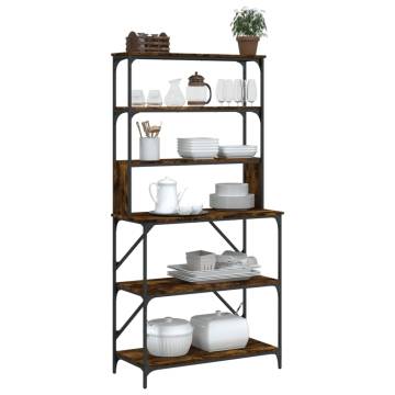 6-Tier Baker's Rack in Smoked Oak - Stylish Storage Solution