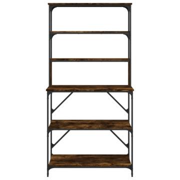 6-Tier Baker's Rack in Smoked Oak - Stylish Storage Solution