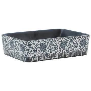 Elegant Black & Blue Ceramic Countertop Basin - 46x35.5 cm