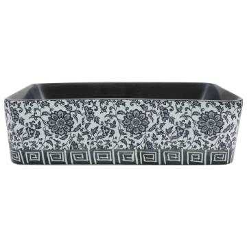 Elegant Black & Blue Ceramic Countertop Basin - 46x35.5 cm