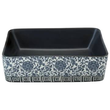 Elegant Black & Blue Ceramic Countertop Basin - 46x35.5 cm