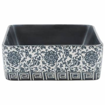 Elegant Black & Blue Ceramic Countertop Basin - 46x35.5 cm