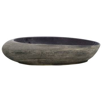 Elegant Purple & Grey Ceramic Countertop Basin - 59x40 cm