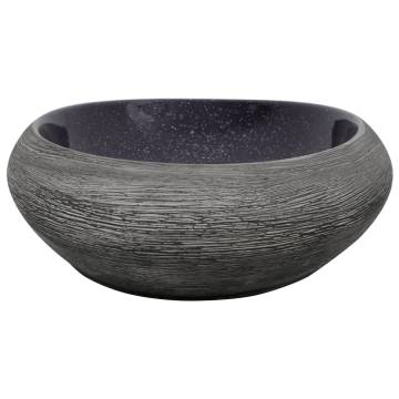 Elegant Purple & Grey Ceramic Countertop Basin - 59x40 cm