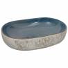 Chic Sand & Blue Oval Ceramic Countertop Basin - 59x40 cm