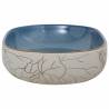 Chic Sand & Blue Oval Ceramic Countertop Basin - 59x40 cm