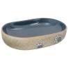 Stylish Sand & Blue Ceramic Countertop Basin - 59x40 cm