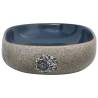 Stylish Sand & Blue Ceramic Countertop Basin - 59x40 cm