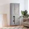 Highboard Grey Sonoma 69.5x34x180 cm Engineered Wood Colour grey sonoma Quantity in Package 1 Model 1 glass door 3 drawers 