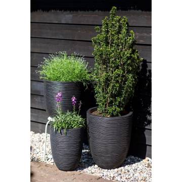 Capi Egg Planter Nature Rib 35x34 cm - Stylish Black Pot