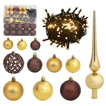 120 Piece Christmas Ball Set with 300 LEDs - Gold & Bronze