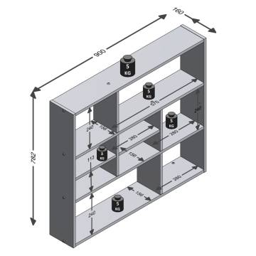 FMD Wall-mounted Shelf with 9 Compartments - White Decor