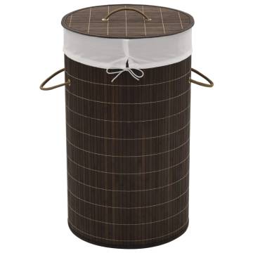 Bamboo Laundry Bin Round Dark Brown - Stylish & Functional