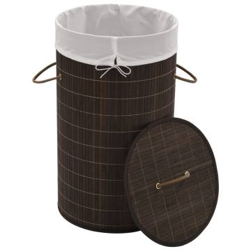 Bamboo Laundry Bin Round Dark Brown - Stylish & Functional