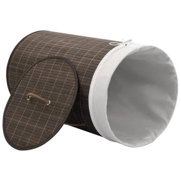 Bamboo Laundry Bin Round Dark Brown - Stylish & Functional