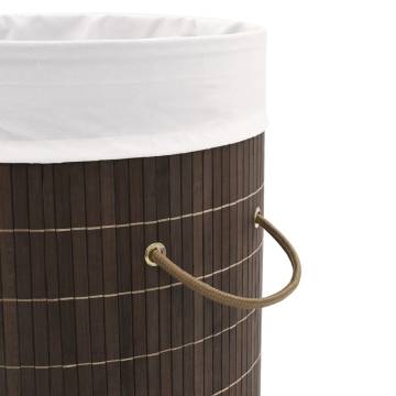 Bamboo Laundry Bin Round Dark Brown - Stylish & Functional