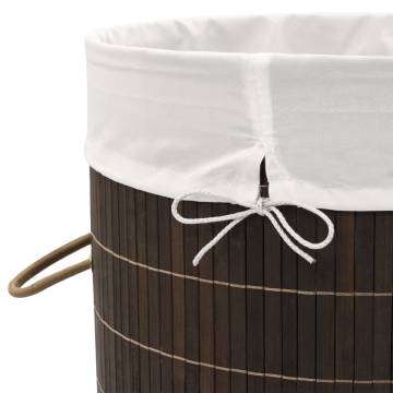 Bamboo Laundry Bin Round Dark Brown - Stylish & Functional