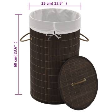 Bamboo Laundry Bin Round Dark Brown - Stylish & Functional