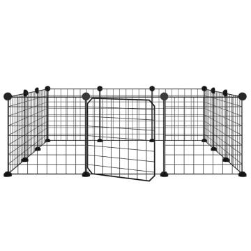 12-Panel Black Pet Cage - Safe & Spacious Steel Enclosure