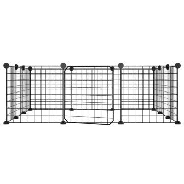 12-Panel Black Pet Cage - Safe & Spacious Steel Enclosure